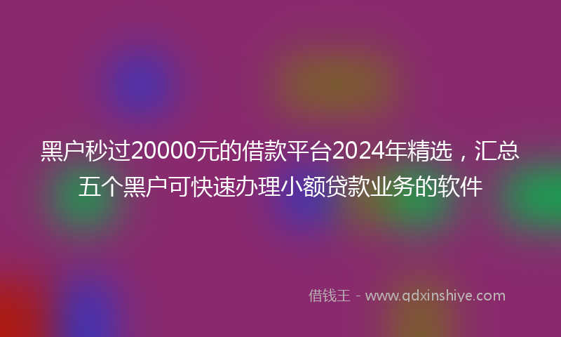 黑户秒过20000元的借款平台2024年精选，汇总五个黑户可快速办理小额贷款业务的软件