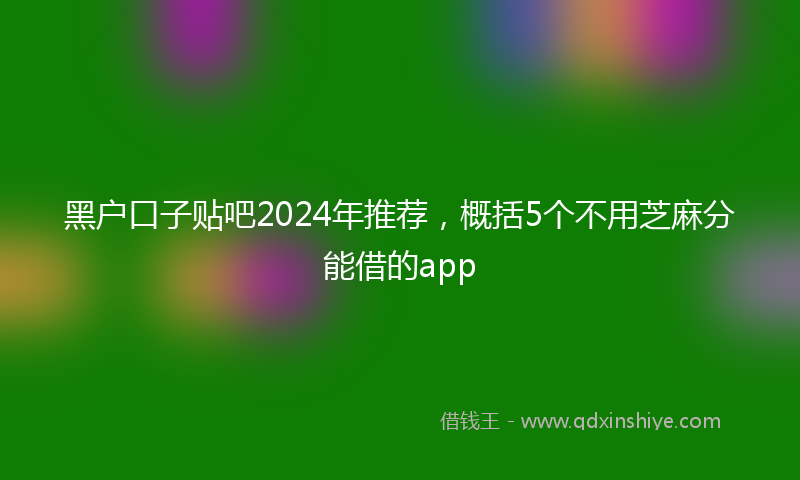 黑户口子贴吧2024年推荐，概括5个不用芝麻分能借的app