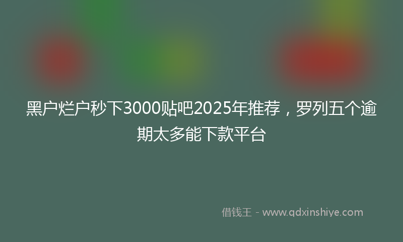 黑户烂户秒下3000贴吧2025年推荐，罗列五个逾期太多能下款平台