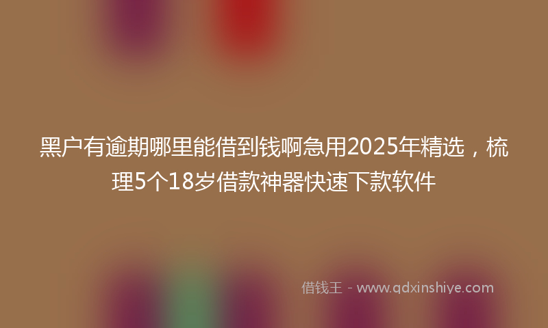 黑户有逾期哪里能借到钱啊急用2025年精选，梳理5个18岁借款神器快速下款软件