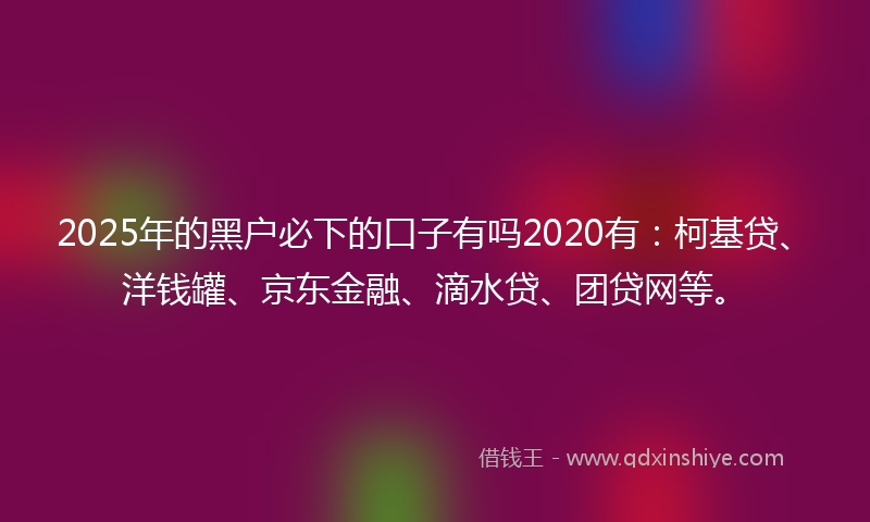 2025年的黑户必下的口子有吗2020有：柯基贷、洋钱罐、京东金融、滴水贷、团贷网等。