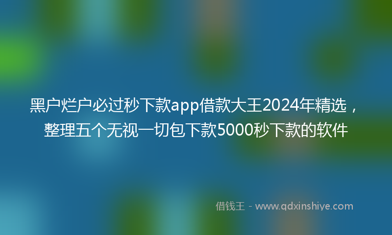 黑户烂户必过秒下款app借款大王2024年精选，整理五个无视一切包下款5000秒下款的软件