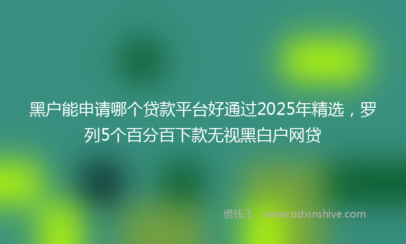 黑户能申请哪个贷款平台好通过2025年精选，罗列5个百分百下款无视黑白户网贷