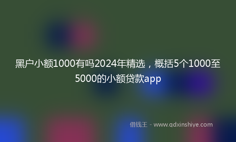 黑户小额1000有吗2024年精选，概括5个1000至5000的小额贷款app