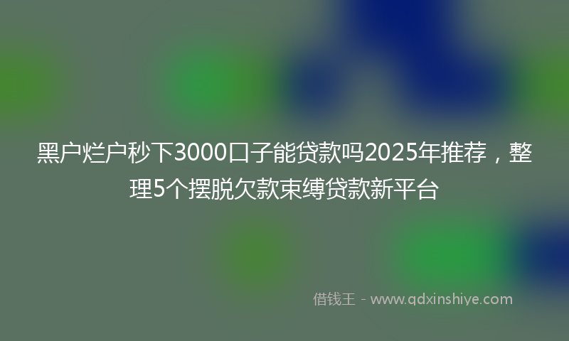 黑户烂户秒下3000口子能贷款吗2025年推荐，整理5个摆脱欠款束缚贷款新平台