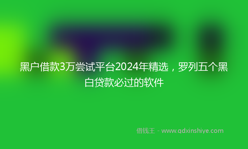 黑户借款3万尝试平台2024年精选，罗列五个黑白贷款必过的软件
