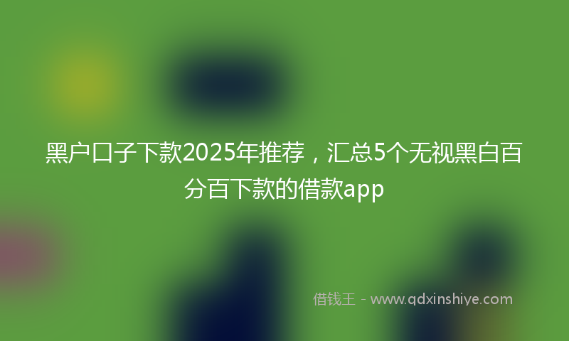 黑户口子下款2025年推荐，汇总5个无视黑白百分百下款的借款app