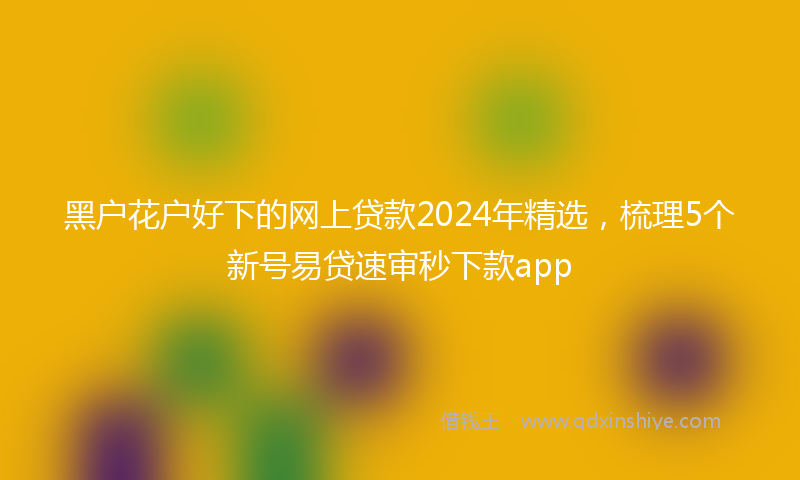 黑户花户好下的网上贷款2024年精选，梳理5个新号易贷速审秒下款app