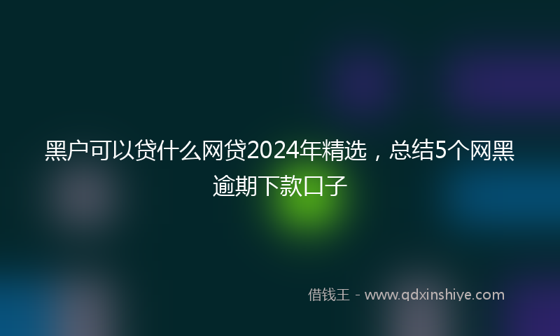 黑户可以贷什么网贷2024年精选，总结5个网黑逾期下款口子