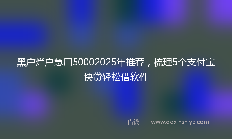 黑户烂户急用50002025年推荐，梳理5个支付宝快贷轻松借软件