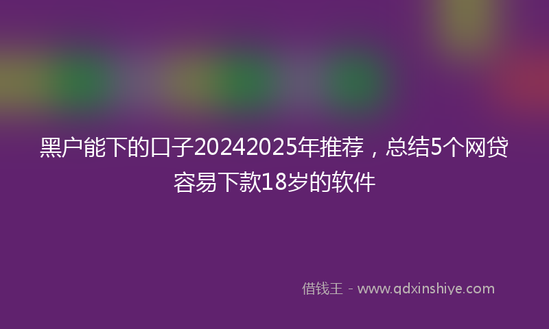 黑户能下的口子20242025年推荐，总结5个网贷容易下款18岁的软件
