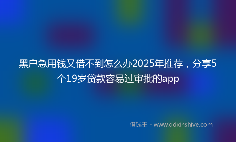 黑户急用钱又借不到怎么办2025年推荐，分享5个19岁贷款容易过审批的app
