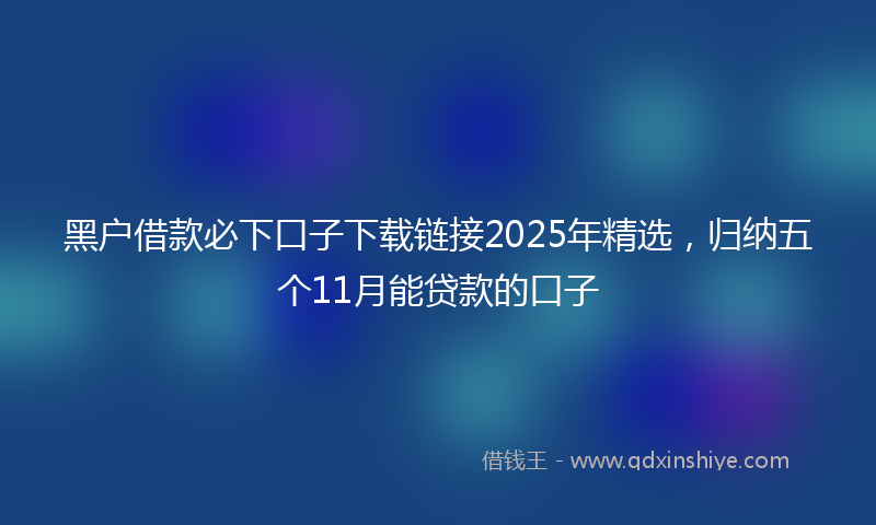 黑户借款必下口子下载链接2025年精选，归纳五个11月能贷款的口子