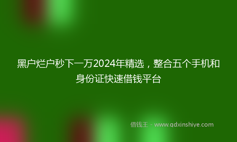 黑户烂户秒下一万2024年精选，整合五个手机和身份证快速借钱平台