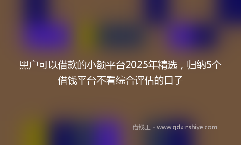 黑户可以借款的小额平台2025年精选，归纳5个借钱平台不看综合评估的口子