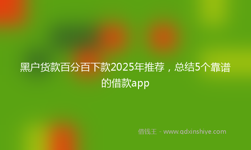 黑户货款百分百下款2025年推荐，总结5个靠谱的借款app
