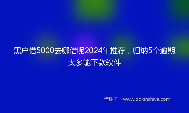 黑户借5000去哪借呢2024年推荐，归纳5个逾期太多能下款软件