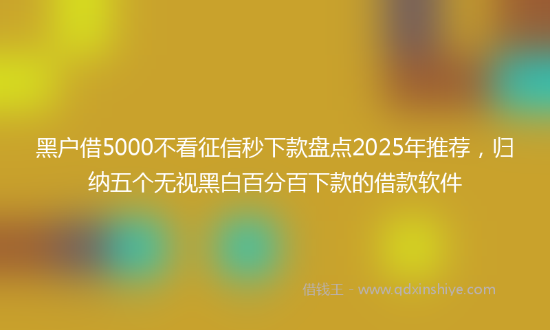 黑户借5000不看征信秒下款盘点2025年推荐，归纳五个无视黑白百分百下款的借款软件