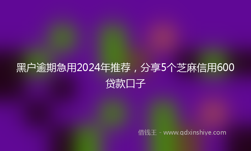 黑户逾期急用2024年推荐，分享5个芝麻信用600贷款口子