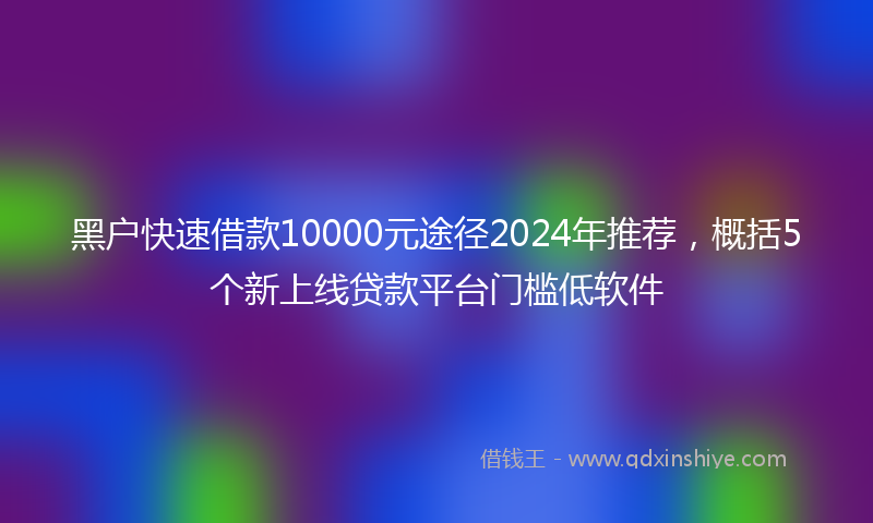 黑户快速借款10000元途径2024年推荐，概括5个新上线贷款平台门槛低软件