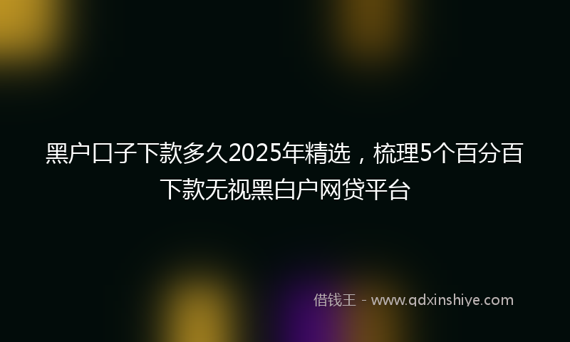 黑户口子下款多久2025年精选，梳理5个百分百下款无视黑白户网贷平台