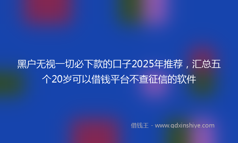 黑户无视一切必下款的口子2025年推荐，汇总五个20岁可以借钱平台不查征信的软件