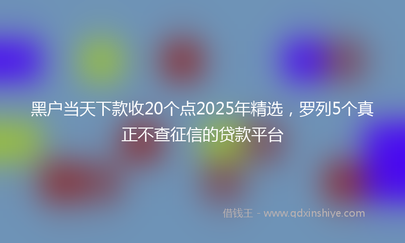 黑户当天下款收20个点2025年精选，罗列5个真正不查征信的贷款平台
