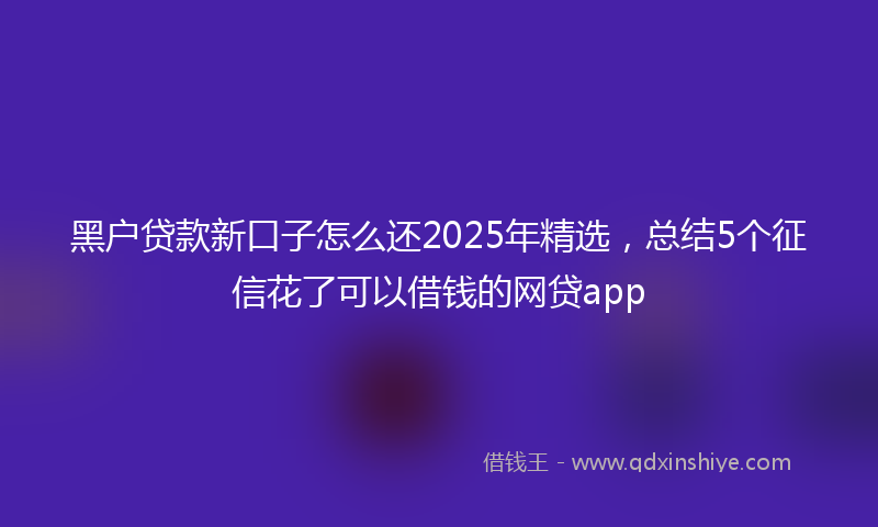 黑户贷款新口子怎么还2025年精选，总结5个征信花了可以借钱的网贷app