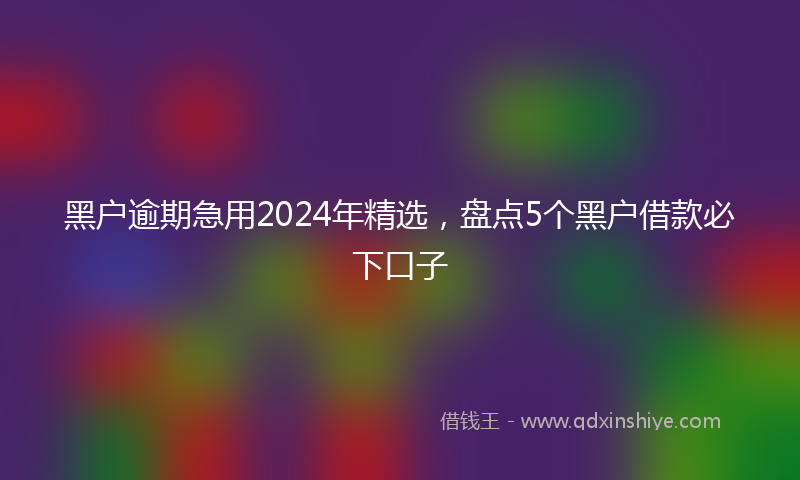 黑户逾期急用2024年精选，盘点5个黑户借款必下口子