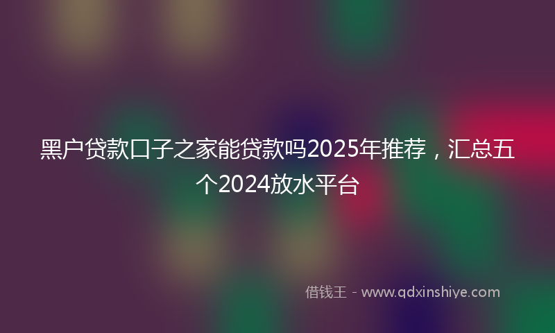 黑户贷款口子之家能贷款吗2025年推荐，汇总五个2024放水平台