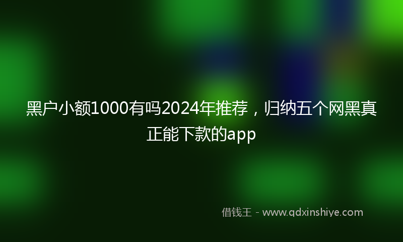 黑户小额1000有吗2024年推荐，归纳五个网黑真正能下款的app