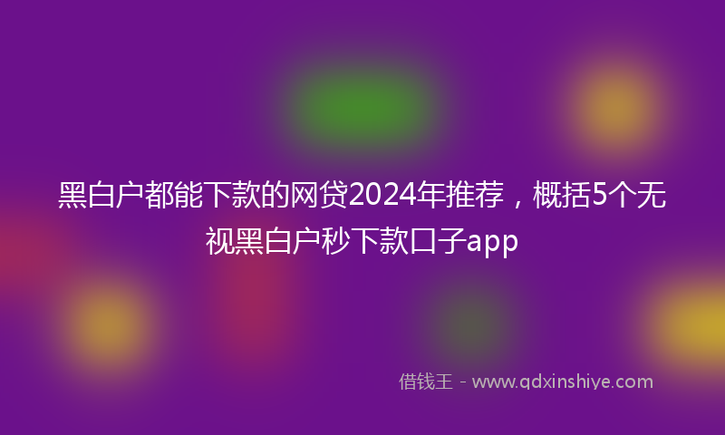 黑白户都能下款的网贷2024年推荐，概括5个无视黑白户秒下款口子app