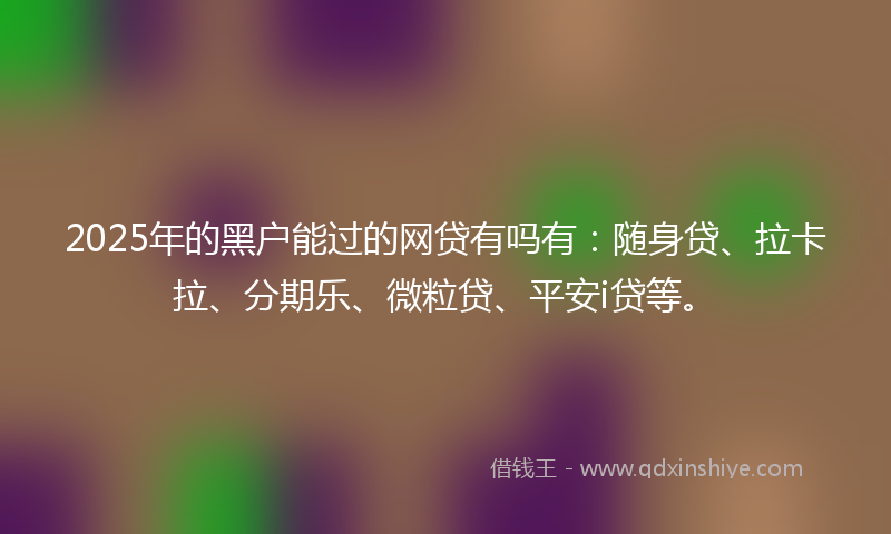 2025年的黑户能过的网贷有吗有：随身贷、拉卡拉、分期乐、微粒贷、平安i贷等。