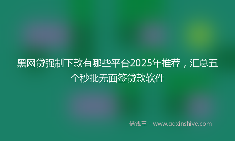 黑网贷强制下款有哪些平台2025年推荐，汇总五个秒批无面签贷款软件