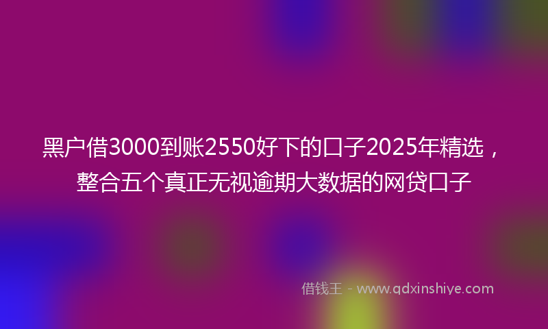 黑户借3000到账2550好下的口子2025年精选，整合五个真正无视逾期大数据的网贷口子