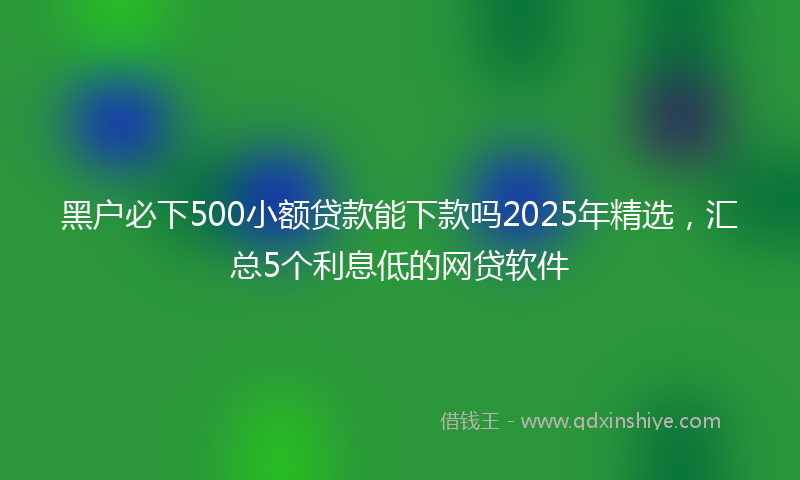 黑户必下500小额贷款能下款吗2025年精选，汇总5个利息低的网贷软件
