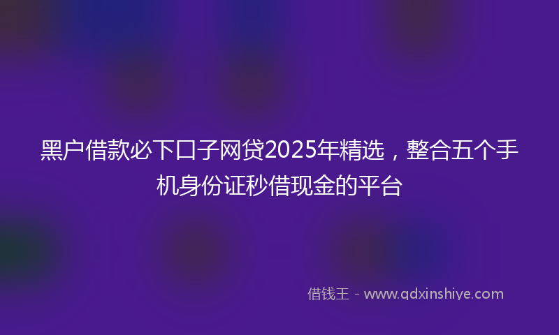 黑户借款必下口子网贷2025年精选，整合五个手机身份证秒借现金的平台