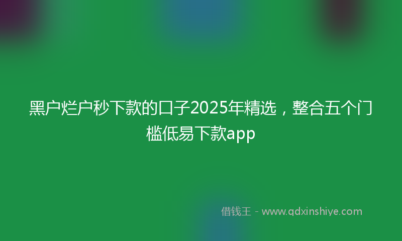 黑户烂户秒下款的口子2025年精选，整合五个门槛低易下款app