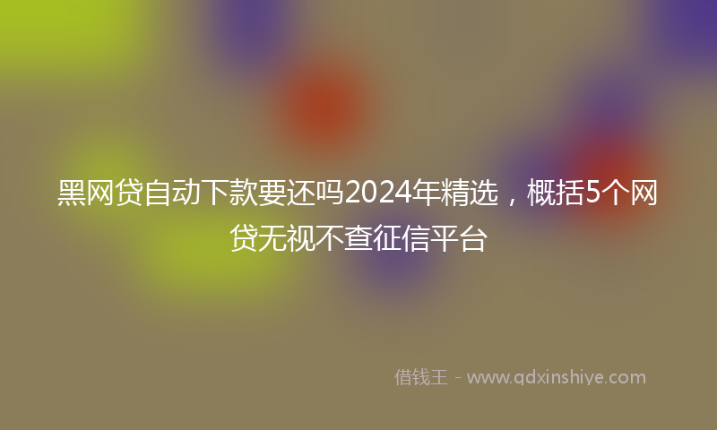 黑网贷自动下款要还吗2024年精选，概括5个网贷无视不查征信平台