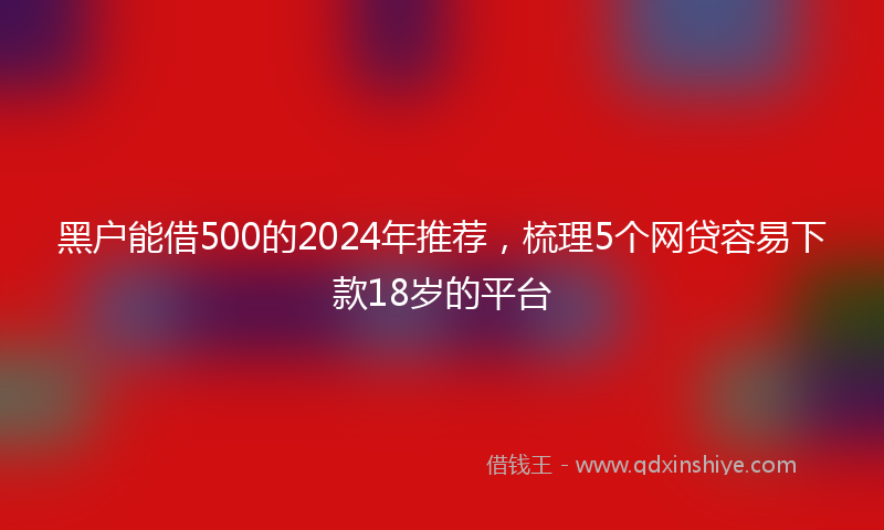 黑户能借500的2024年推荐，梳理5个网贷容易下款18岁的平台