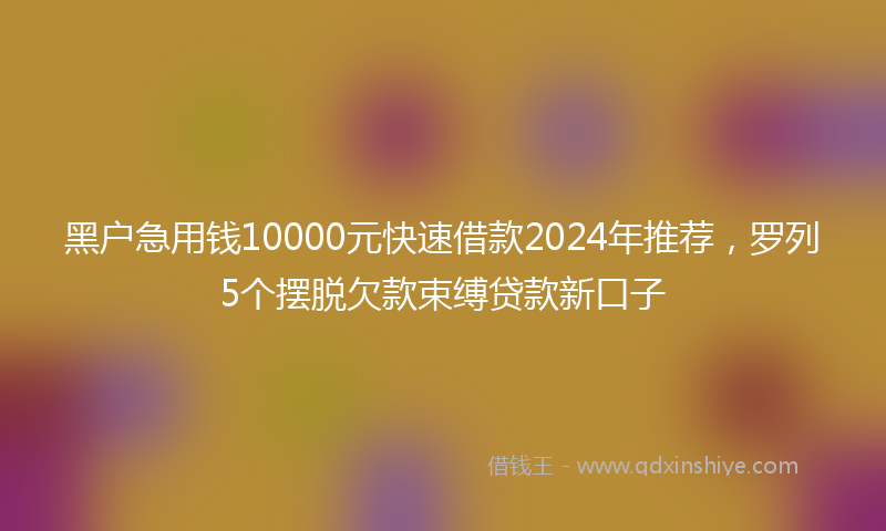 黑户急用钱10000元快速借款2024年推荐，罗列5个摆脱欠款束缚贷款新口子