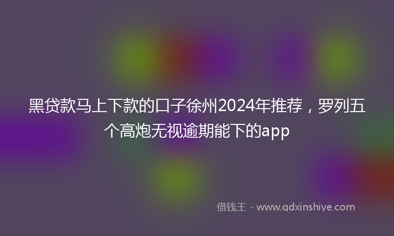 黑贷款马上下款的口子徐州2024年推荐，罗列五个高炮无视逾期能下的app