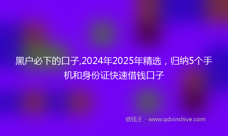 黑户必下的口子,2024年2025年精选，归纳5个手机和身份证快速借钱口子
