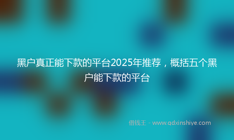 黑户真正能下款的平台2025年推荐，概括五个黑户能下款的平台