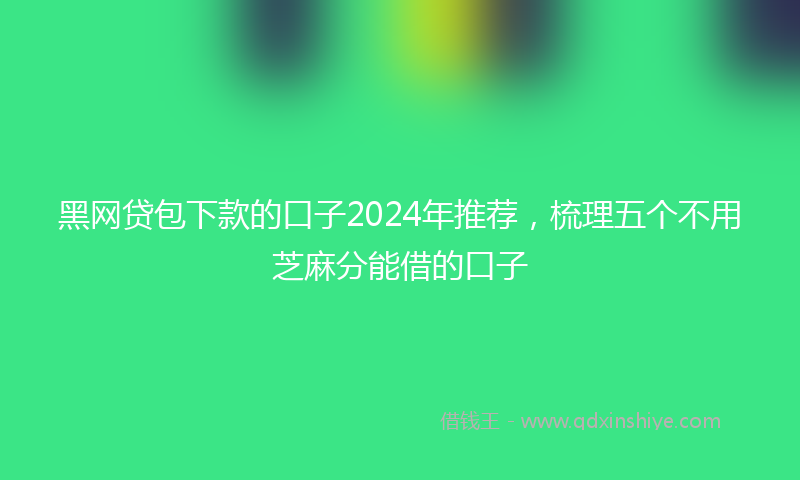 黑网贷包下款的口子2024年推荐，梳理五个不用芝麻分能借的口子