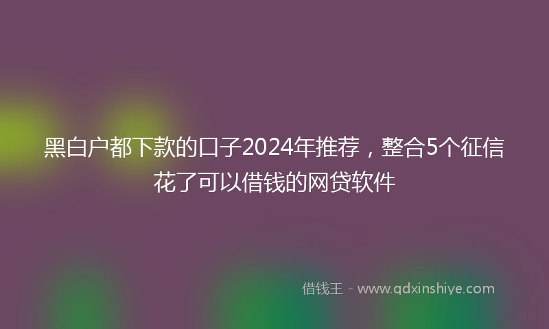 黑白户都下款的口子2024年推荐，整合5个征信花了可以借钱的网贷软件