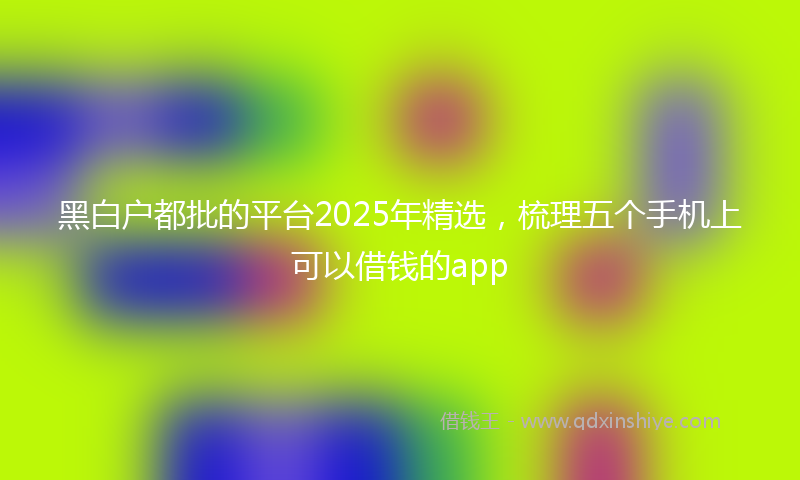 黑白户都批的平台2025年精选，梳理五个手机上可以借钱的app