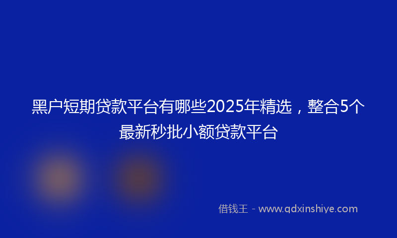 黑户短期贷款平台有哪些2025年精选，整合5个最新秒批小额贷款平台