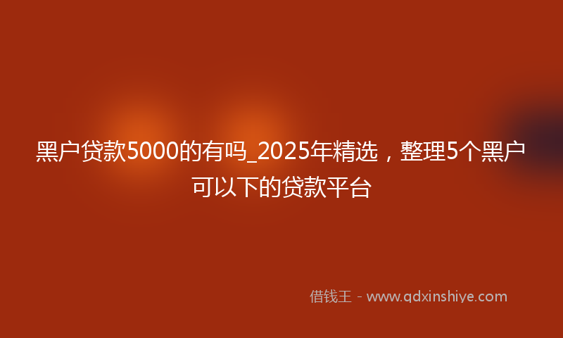 黑户贷款5000的有吗_2025年精选，整理5个黑户可以下的贷款平台
