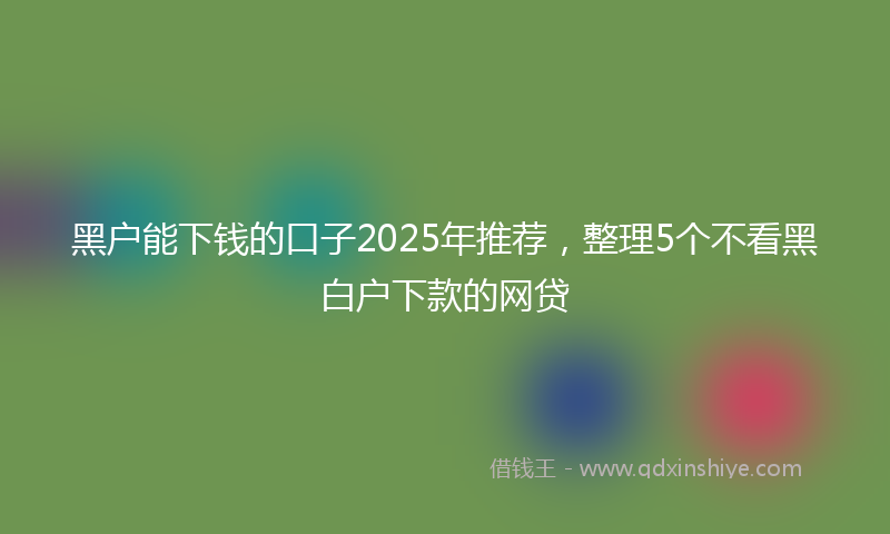 黑户能下钱的口子2025年推荐，整理5个不看黑白户下款的网贷